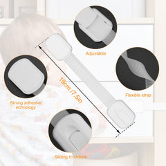 Coolrunner adhesive strap lock installed without drilling on a cabinet