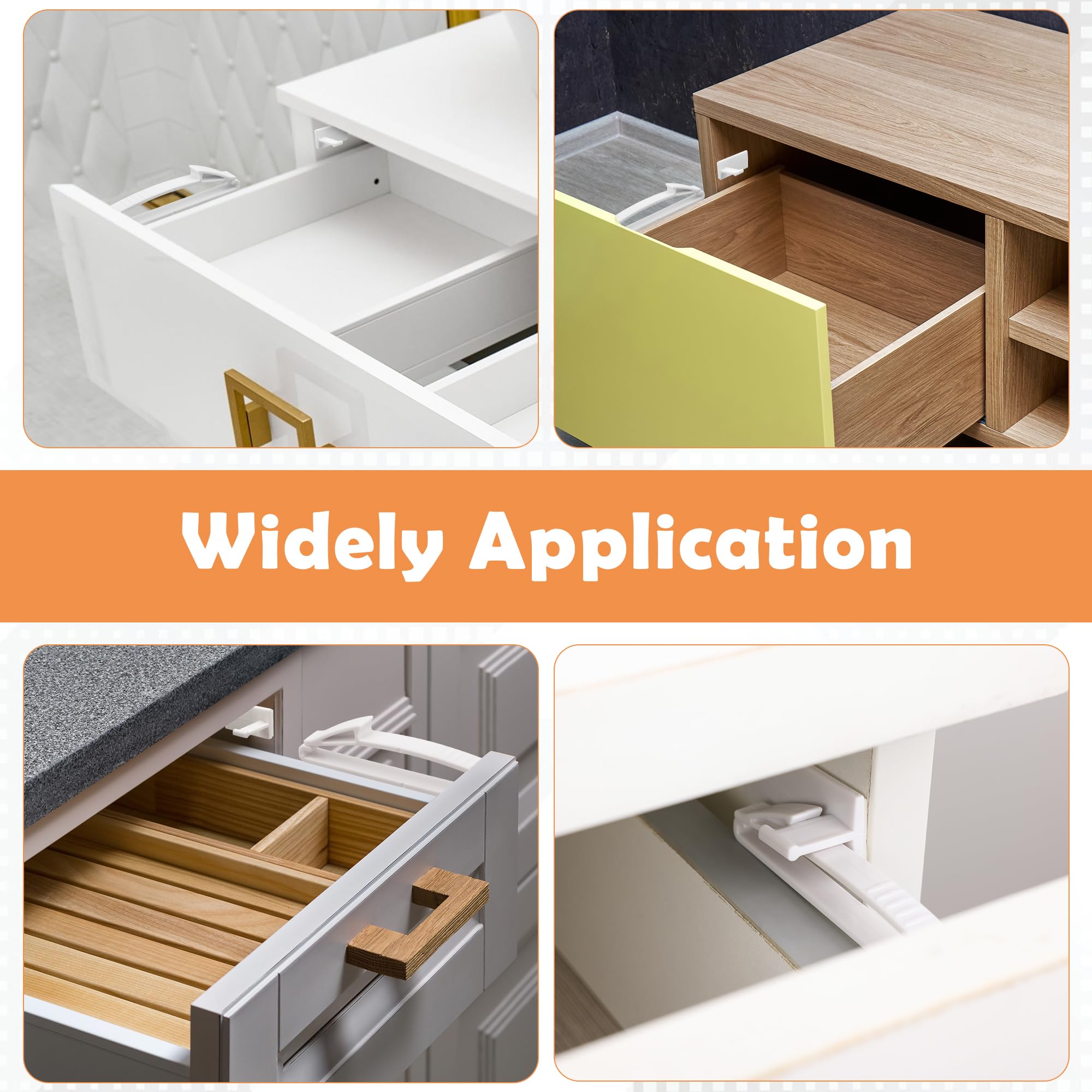 Coolrunner removable adhesive drawer lock demonstrates easy removal without damage.