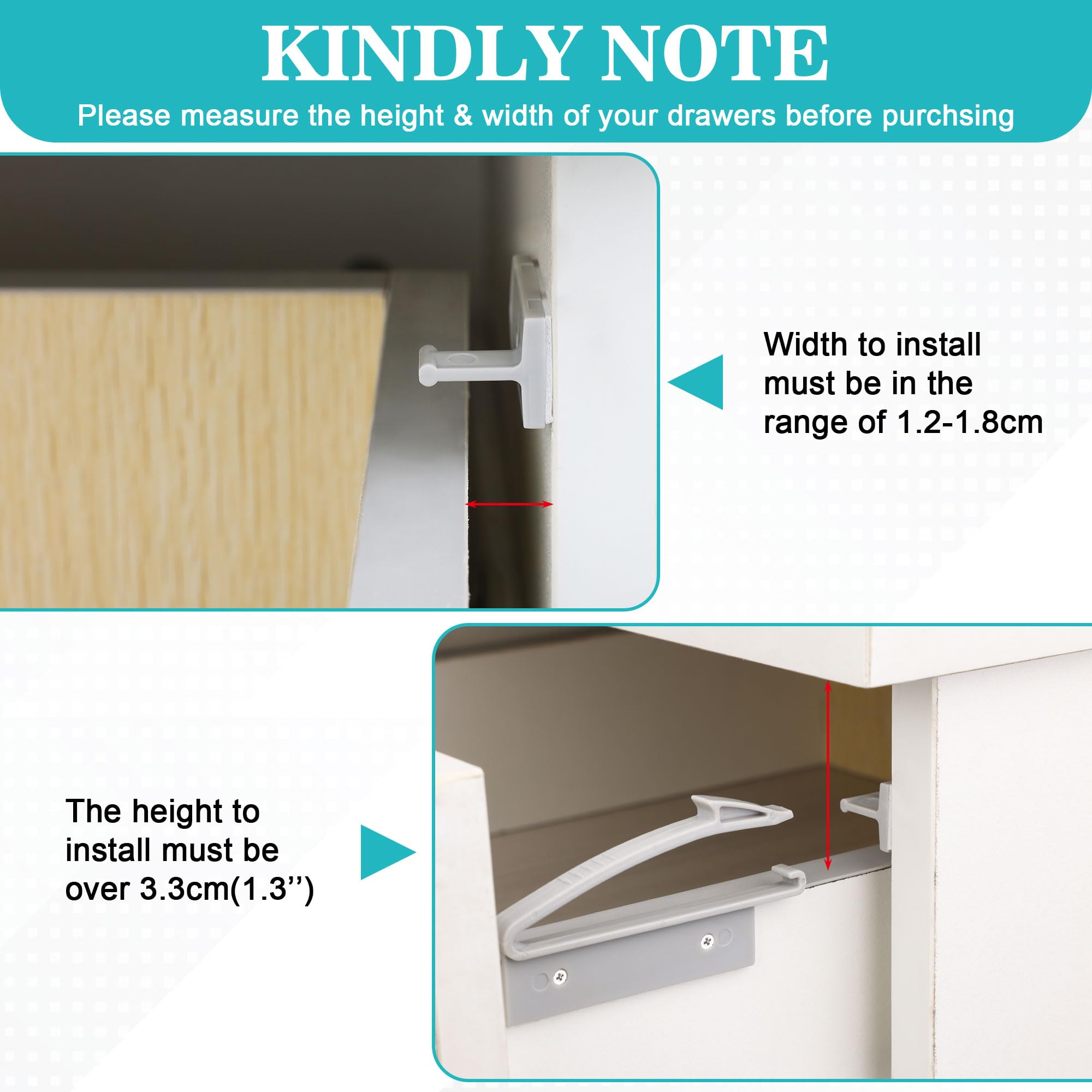Coolrunner thickened drawer lock installation shows simple drill and screw setup for secure fit.