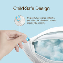 Coop Home Goods Cool+ interior fill adjustment showing customizable loft for growing sleep needs