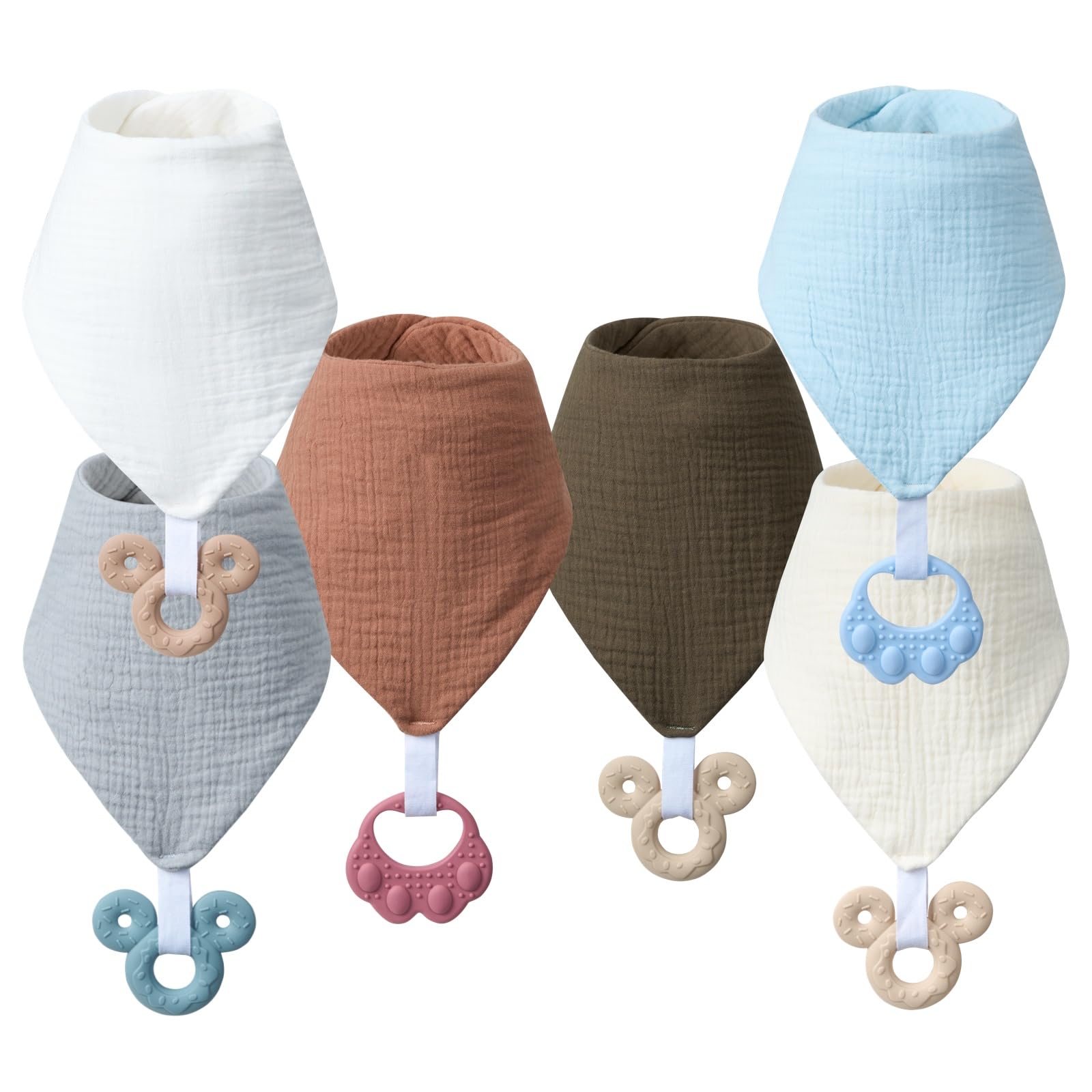 COOROBIN baby teething bibs white set six-pack keeps outfits dry