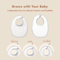 COOROBIN bibs adjustable-snaps closeup demonstrates newborn-to-toddler fit with gentle closures.