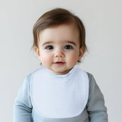 COOROBIN muslin baby bib solid-colors flat lay showing classic neutrals.