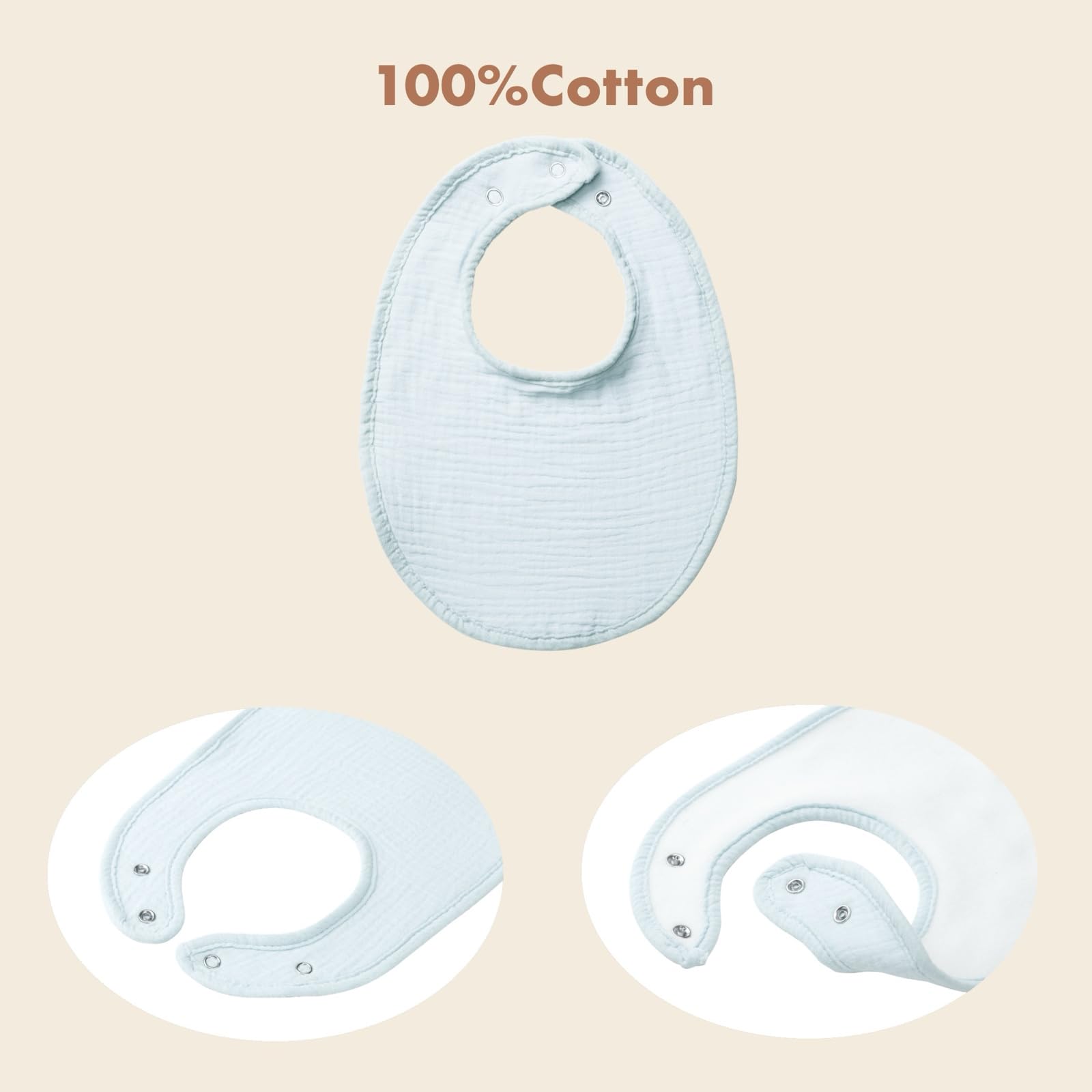 COOROBIN muslin baby bib teething and feeding use-in-action highlights multi-use design.