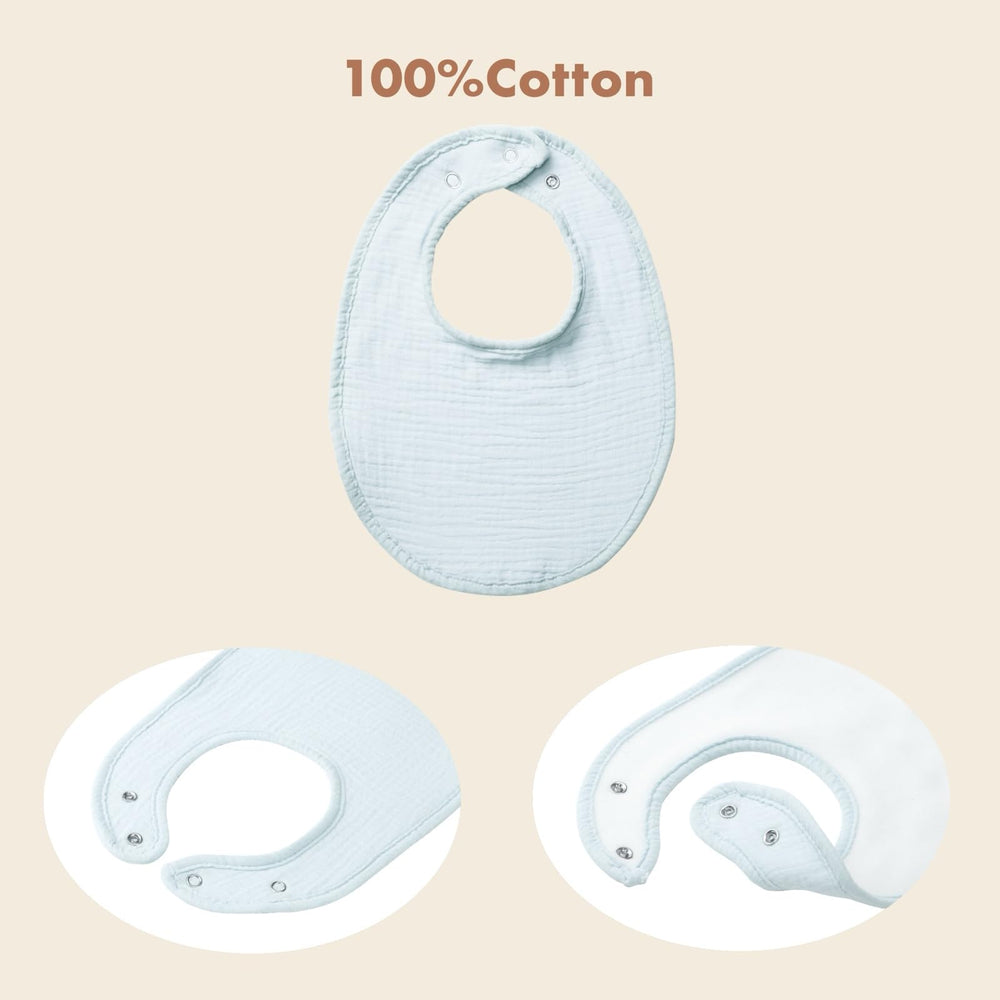 COOROBIN muslin baby bib teething and feeding use-in-action highlights multi-use design.