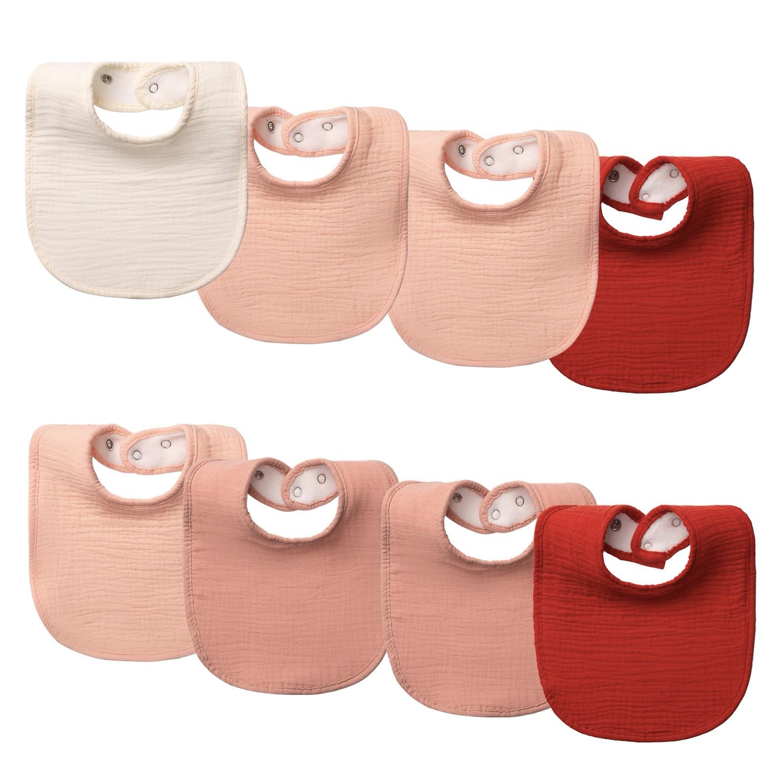 COOROBIN muslin bibs 8-pack front view shows versatile outfits
