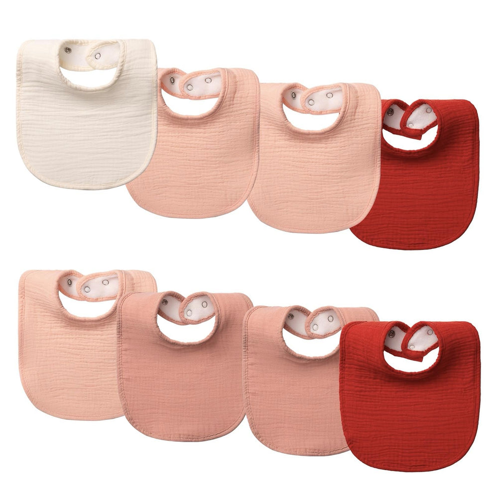 COOROBIN muslin bibs 8-pack front view shows versatile outfits