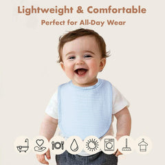 COOROBIN muslin baby bibs adjustable-snaps close, showcasing adjustable fit for growing babies and comfort