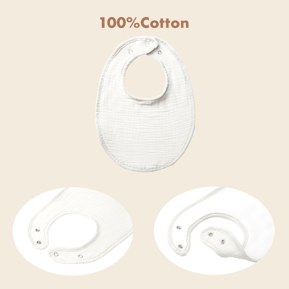 COOROBIN muslin baby bibs soft-seams photo suggests gentle seams for sensitive skin