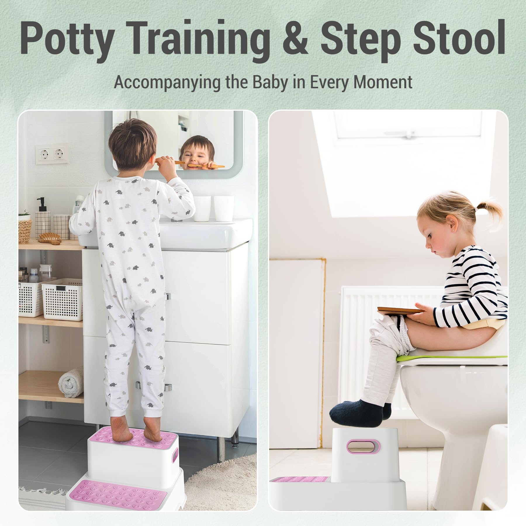 COOOSEYA 2 Step Stool pink portable design fits small spaces and easy storage