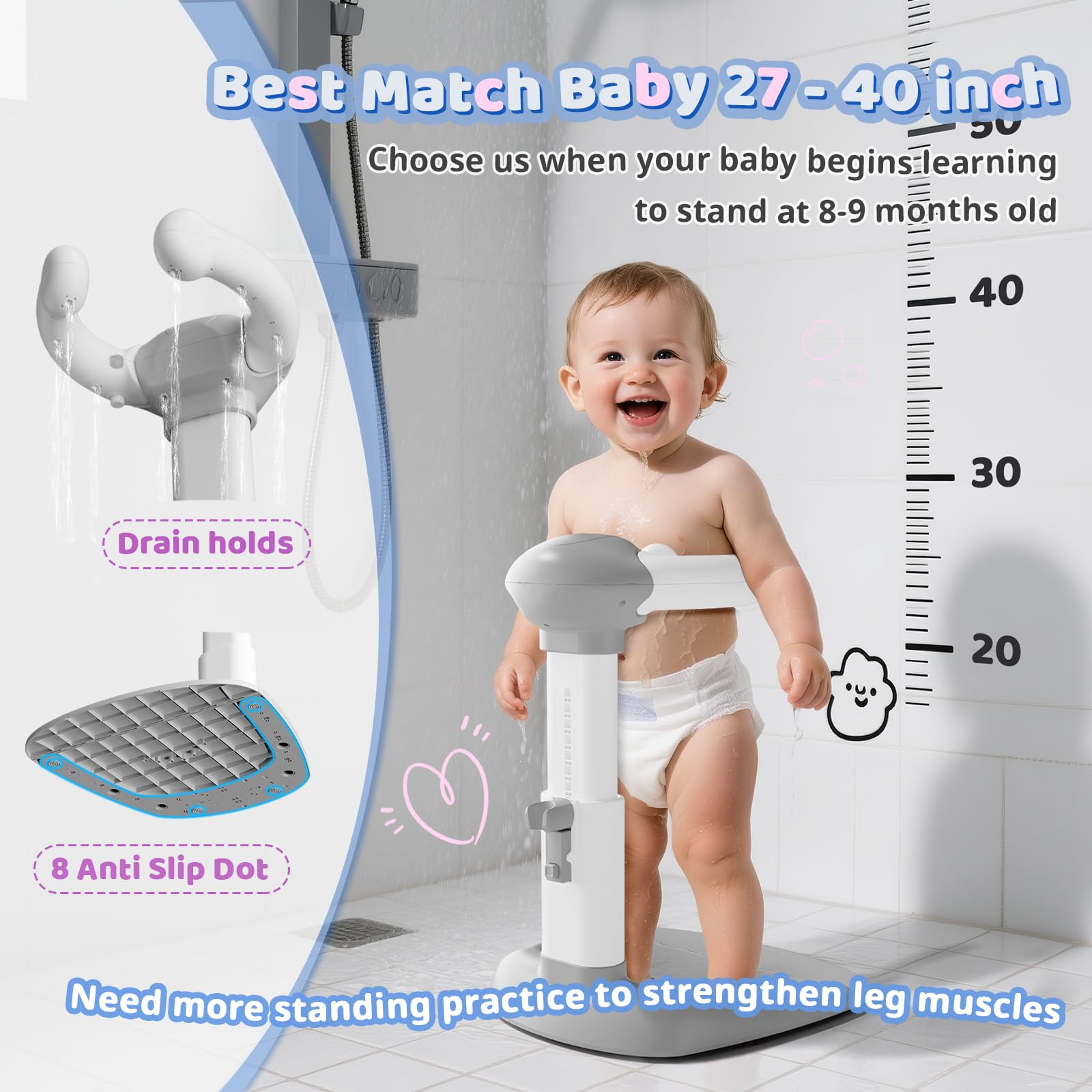 COOSEYA baby bath stand non-slip pads prevent slips during baths