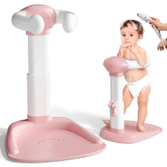 COOSEYA Baby Shower Stand ergonomic backrest supports healthy toddler posture during baths.