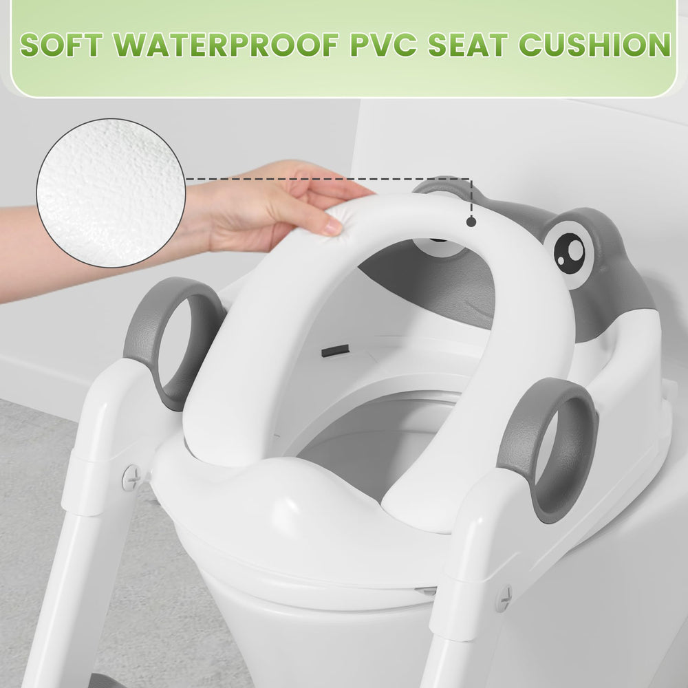 COOSEYA Frog toilet seat wide stepping surface supports easy balance for kids.