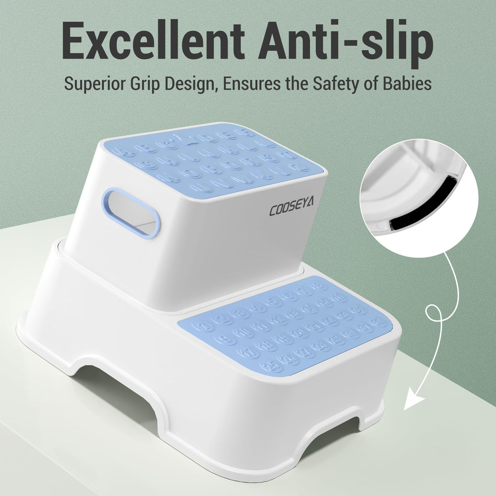 COOSEYA no-slip surface bottom emphasizes secure grip during toddler bathroom routines.
