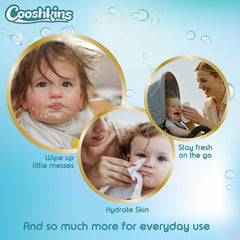 COOSHKINS resealable pack 60 wipes demonstrates freshness for on-the-go care.