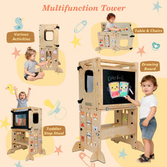 Coozyupper toddler-kitchen-table-chair-transform shows quick setup for meals or crafts.