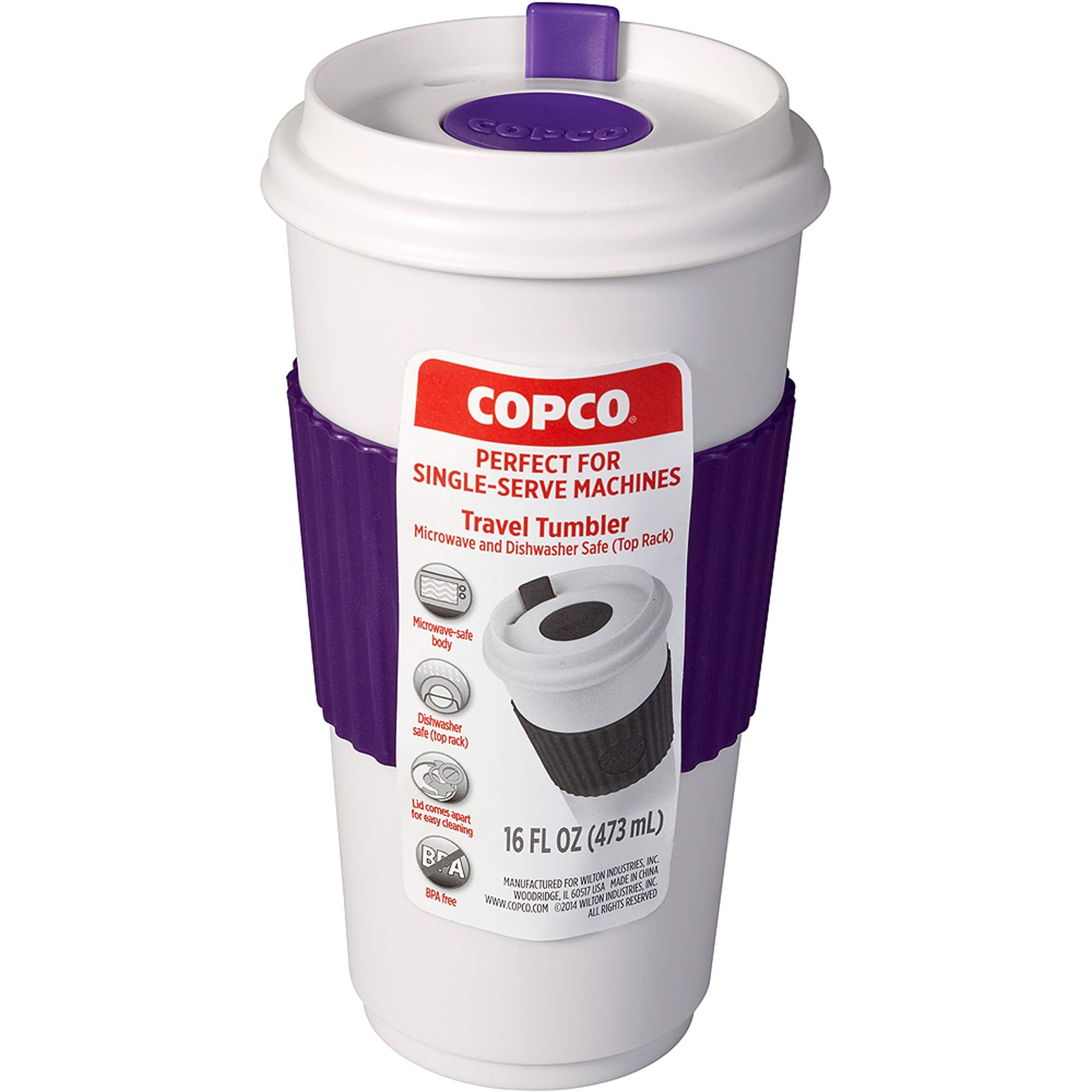 Copco To Go slide-lever lid keeps beverages spill-free during commutes.
