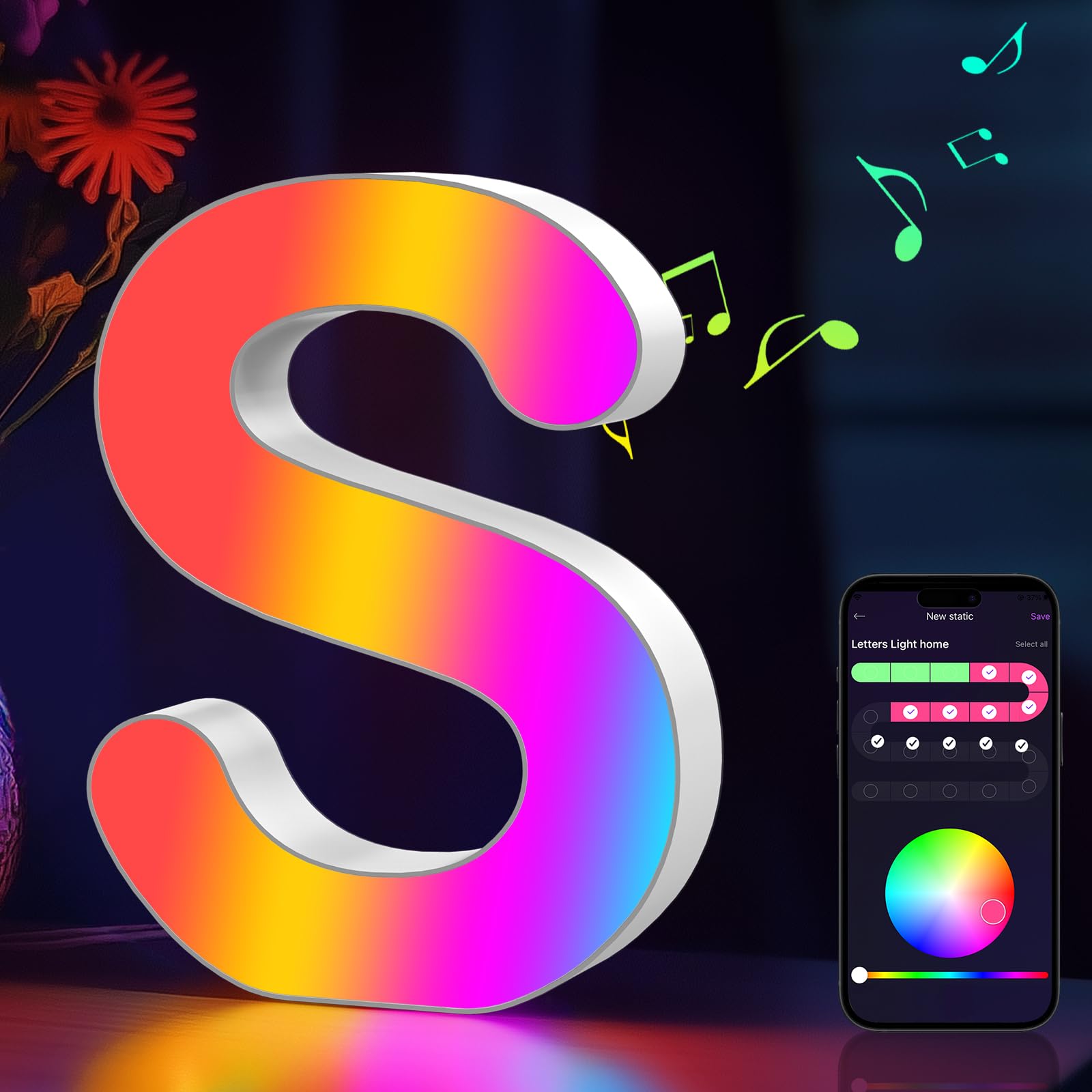 Coplsdors MRGB-S music-synced light-up letters brighten party moments
