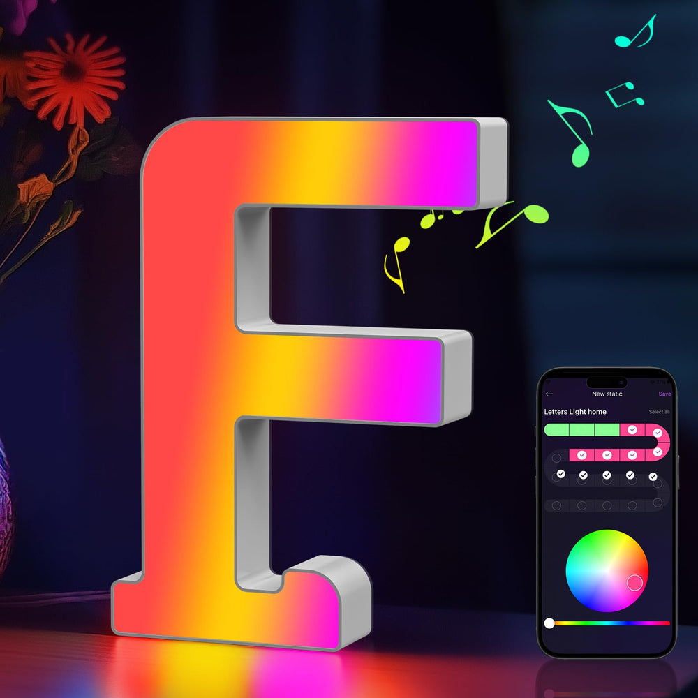 Coplsdors light-up letters with music-sync RGB for dynamic party ambiance.