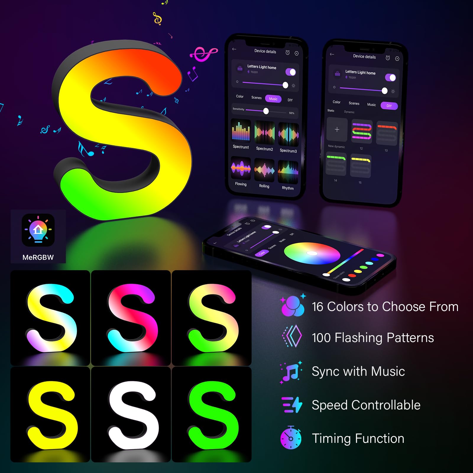 Coplsdors MRGB-S color-changing LED letters offer dynamic color options