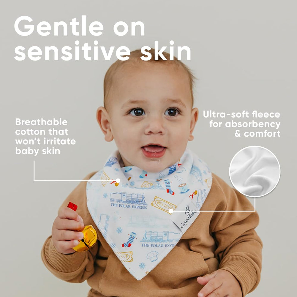 Copper Pearl bibs are machine washable for easy cleanup after mealtime messes.