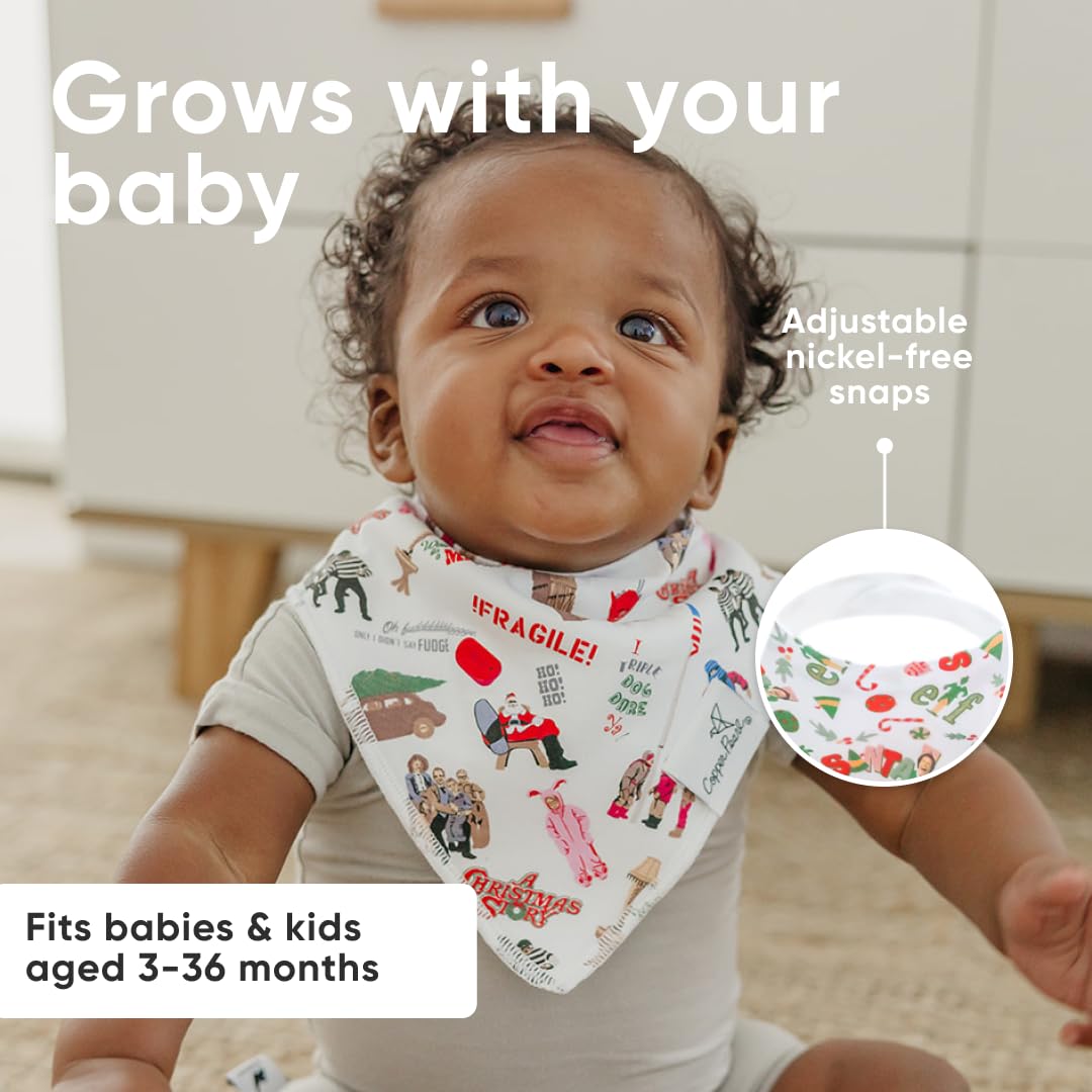 Copper Pearl bibs combine absorbent cotton with a water-resistant liner to guard against drips.