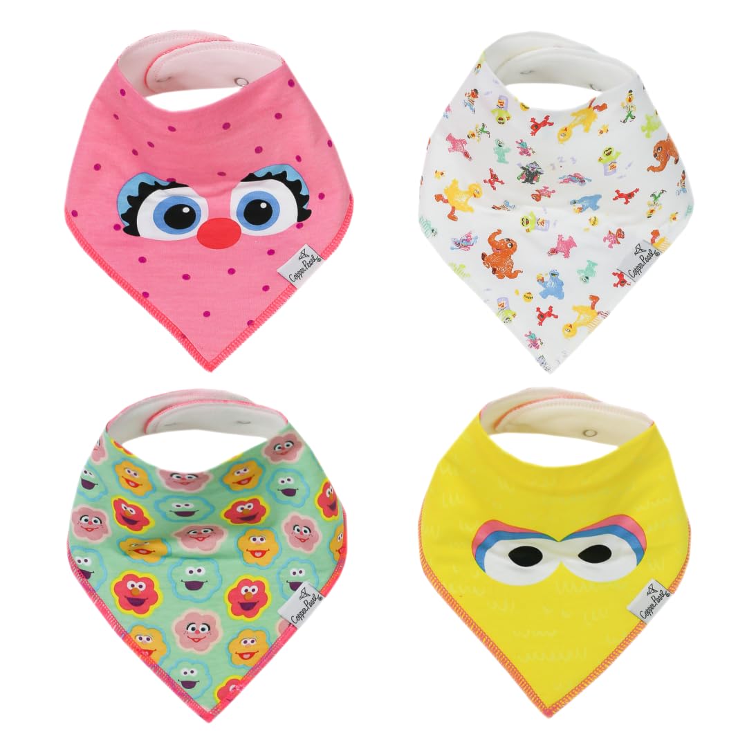 Copper Pearl Abby and Pals bibs front view showing absorbent bandana style.
