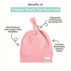 Copper Pearl beanie soft stretchy fabric — gentle fit for delicate baby heads.