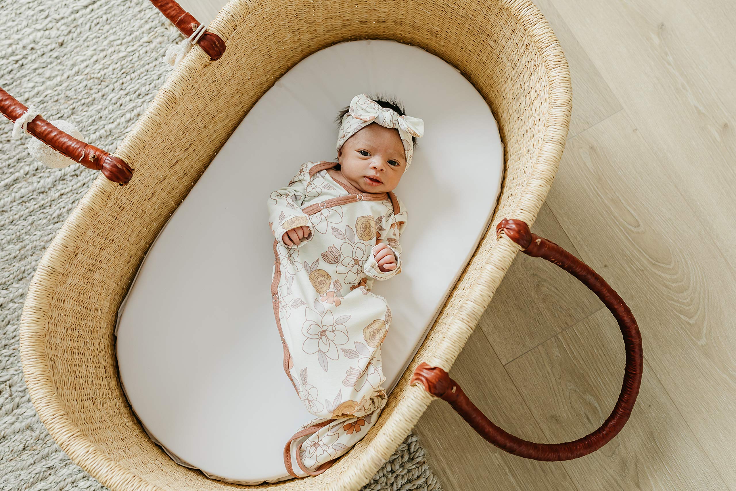 Copper Pearl bows designed to grow with baby from newborn to 12 months