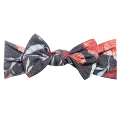 Copper Pearl baby bows Poppy headband close-up for newborn comfort and gentle stretch.