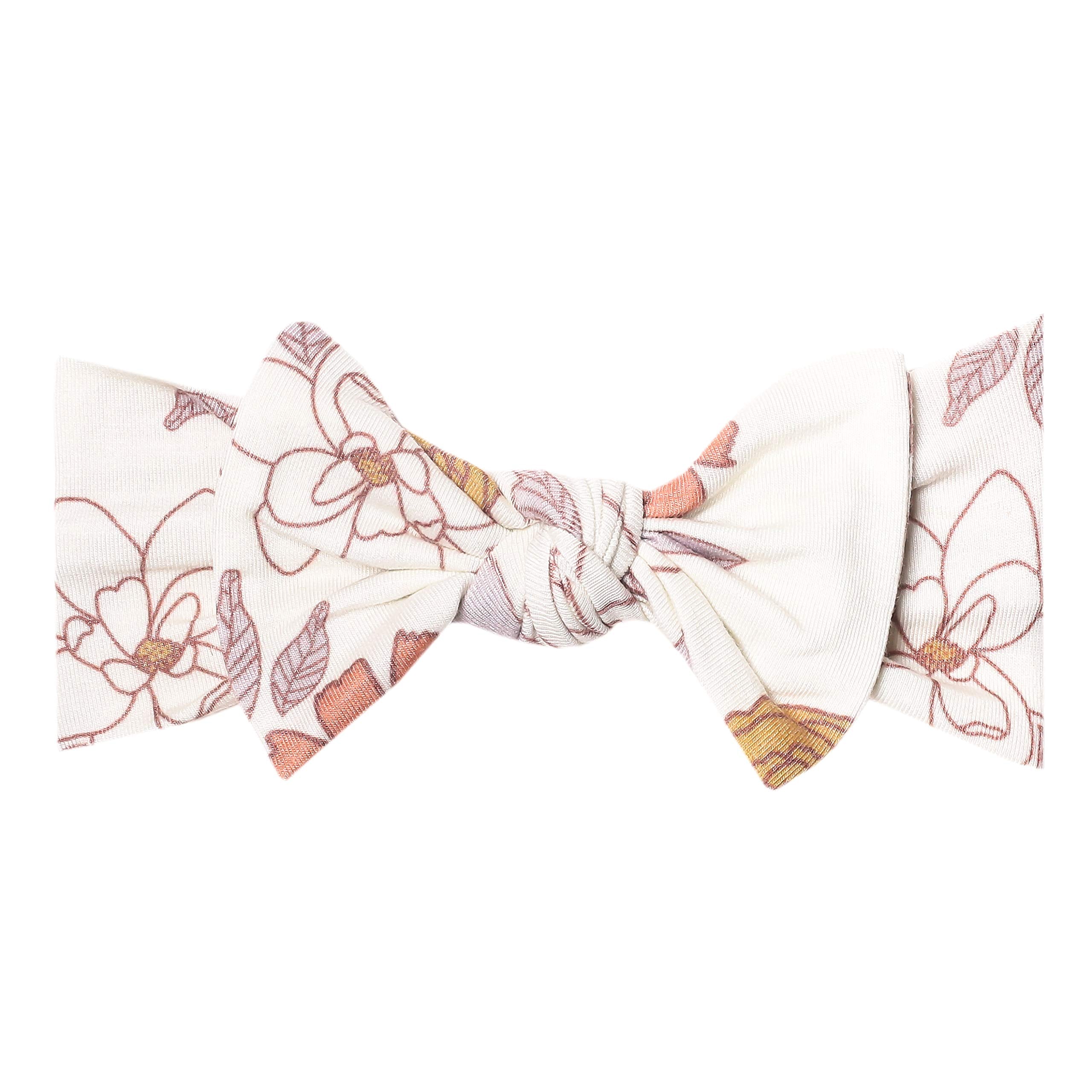 Copper Pearl baby bows show premium soft fabric for gentle comfort