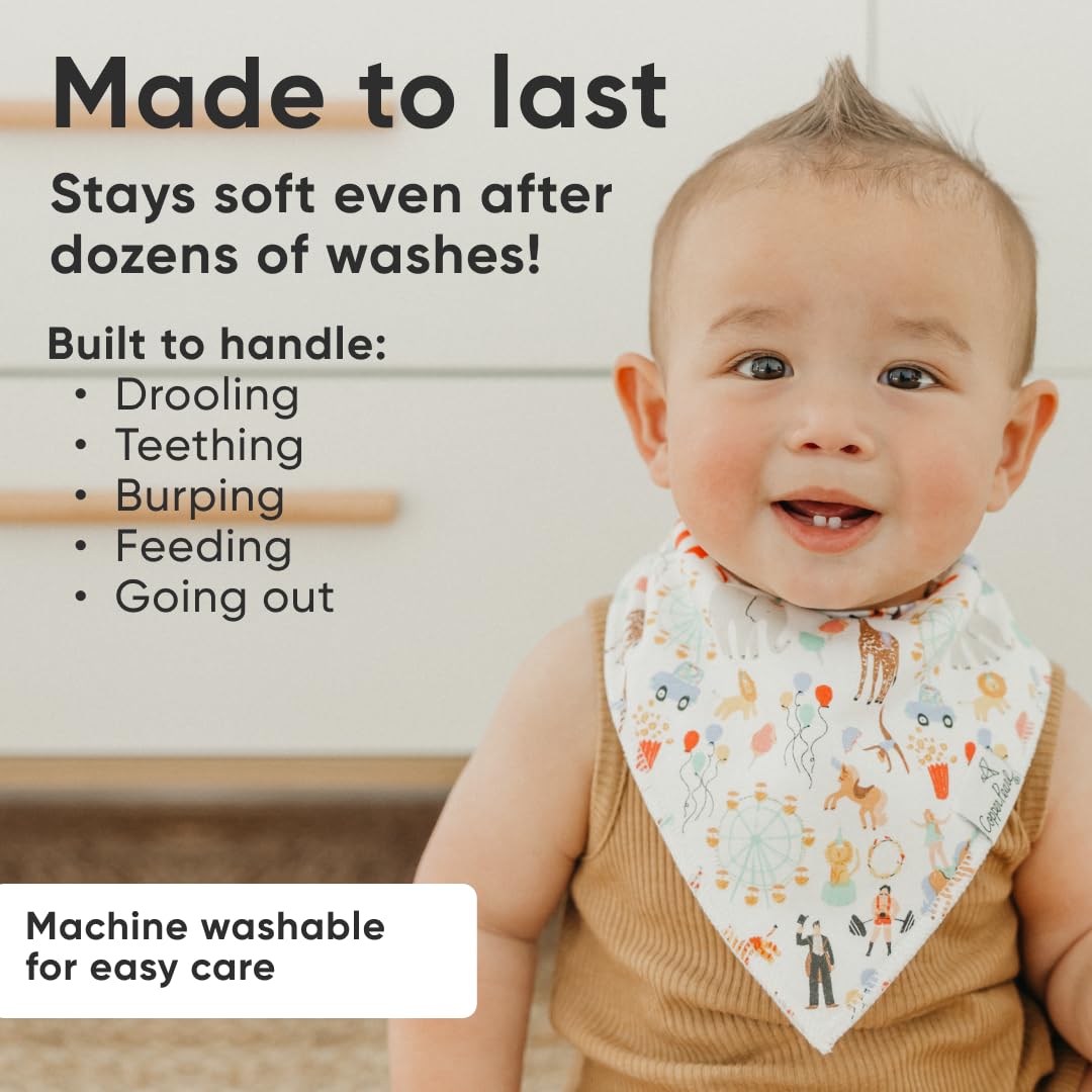 Copper Pearl Bailey bib pack shows stylish prints for daily drool management.