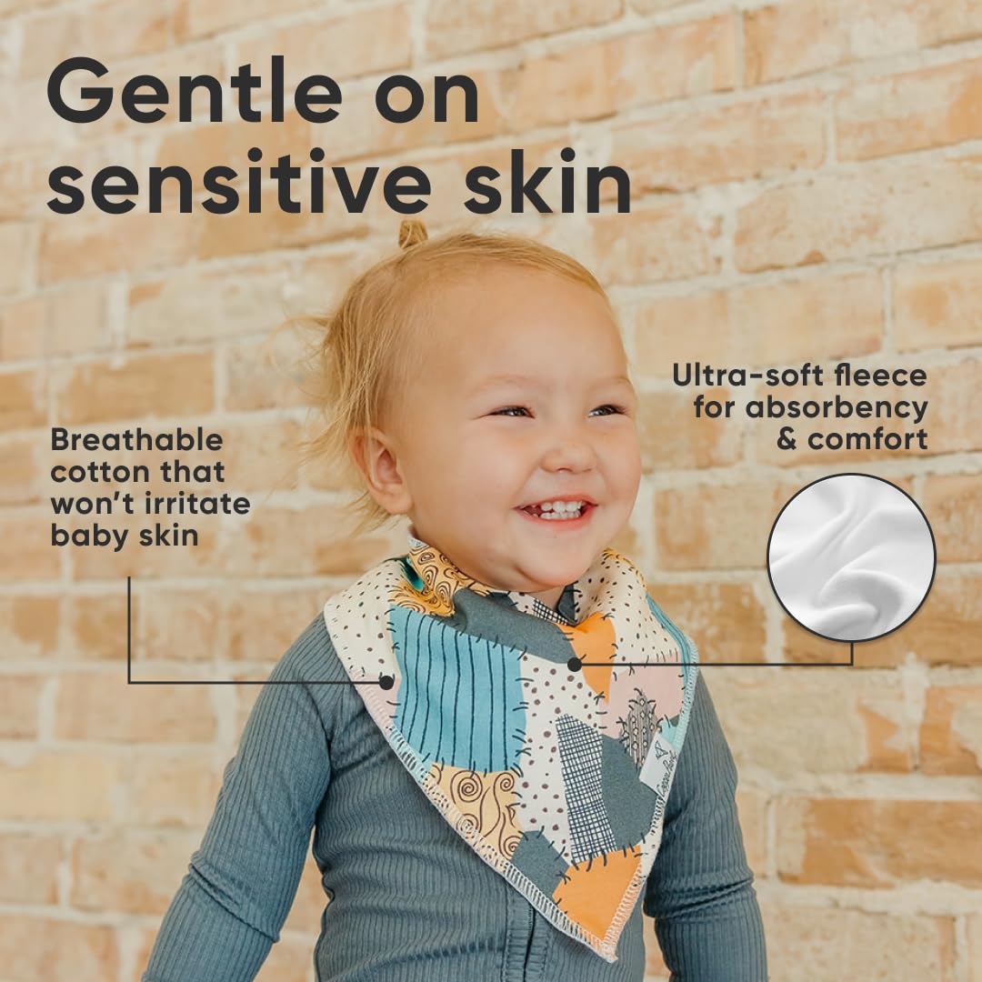 Copper Pearl bandana bib adjustable snaps close-up demonstrates nickel-free fasteners for snug fit.