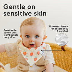 Copper Pearl bandana bib Veg pattern front shows drool-ready style and comfort.