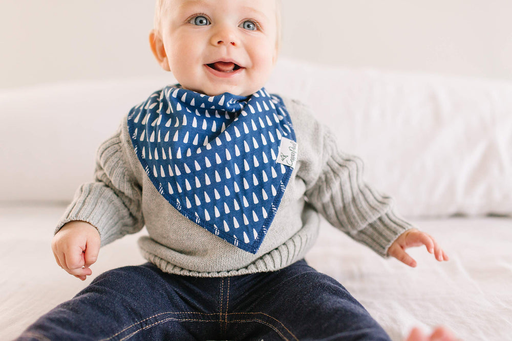 Copper Pearl bandana bib gift-set packaging ready for baby showers.