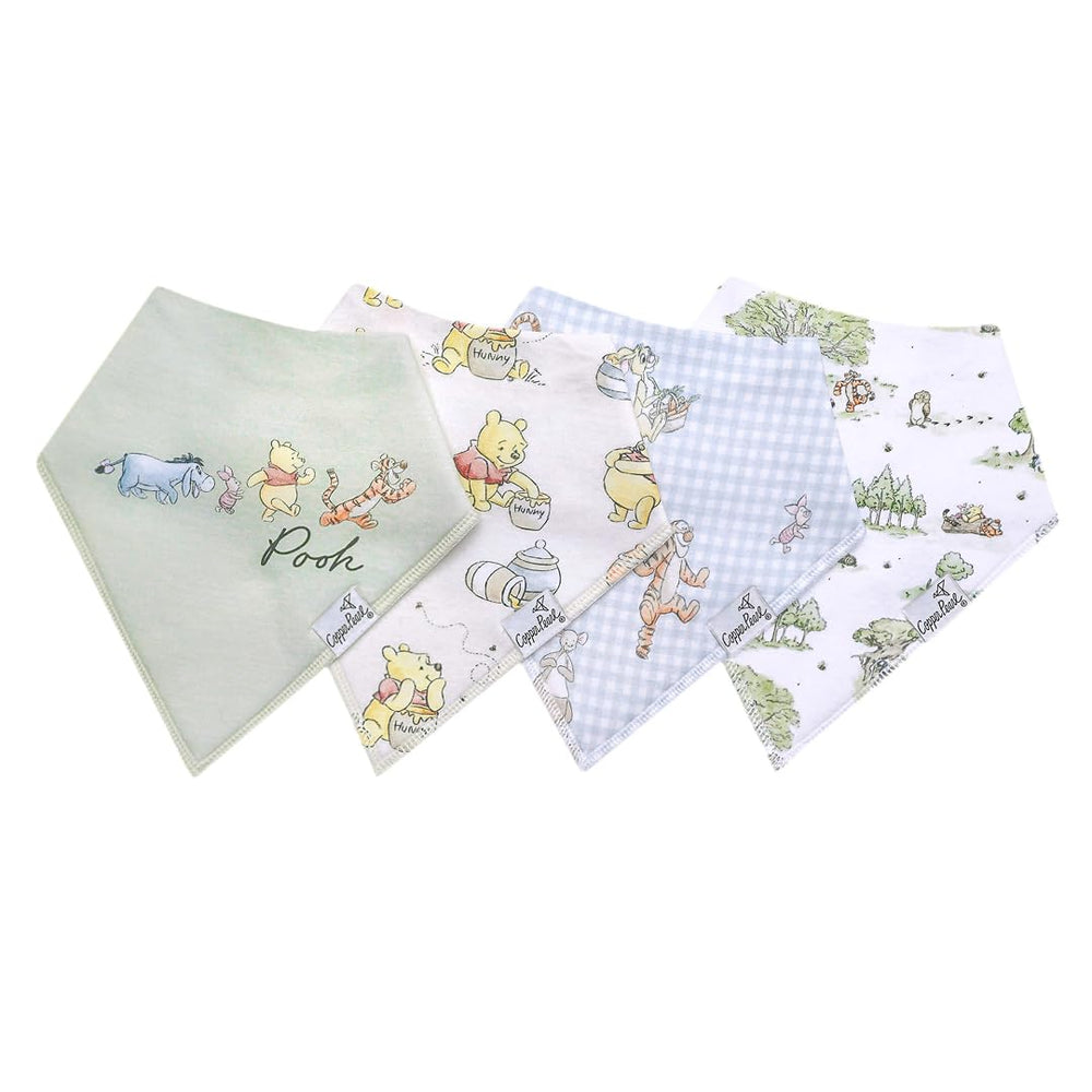 Copper Pearl Hundred Acre Wood bandana bibs front view showing stylish drool protection