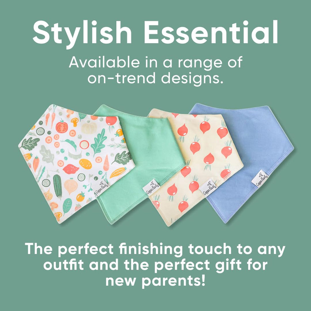 Copper Pearl bandana bib stitching and details reflect durable construction for daily wear.