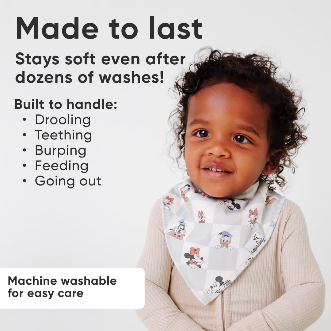 Copper Pearl absorbent-front cotton bibs help keep outfits clean during meals