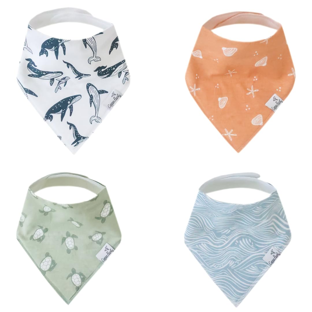 Copper Pearl bandana bibs front-view display for stylish drool protection.