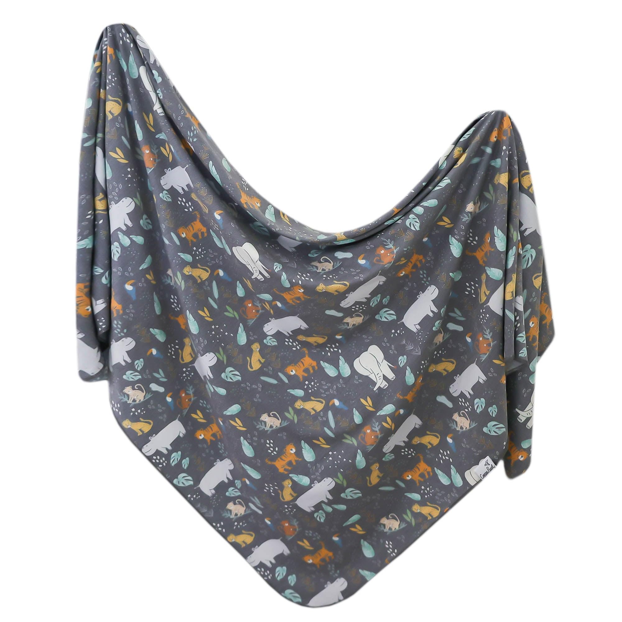 Copper Pearl Bengal swaddle blanket folded shows premium knit and cozy feel