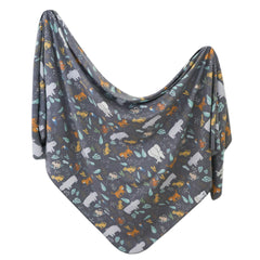 Copper Pearl Bengal swaddle blanket folded shows premium knit and cozy feel