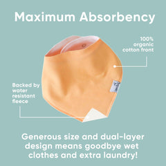 Copper Pearl bib snap detail shows nickel free closures for skin friendly fit