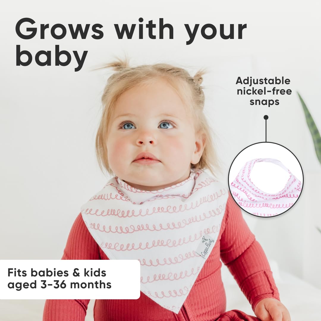 Copper Pearl bibs are washable and durable for busy families.