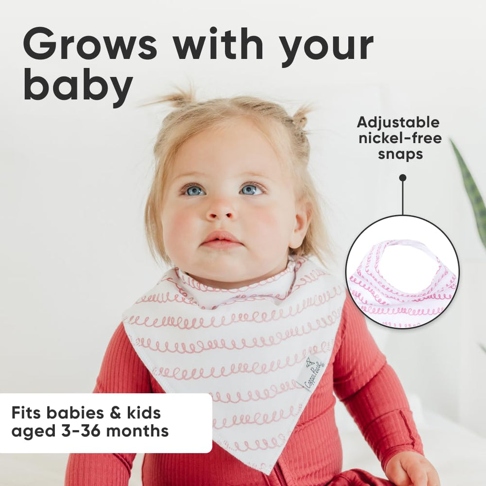 Copper Pearl bibs are washable and durable for busy families.