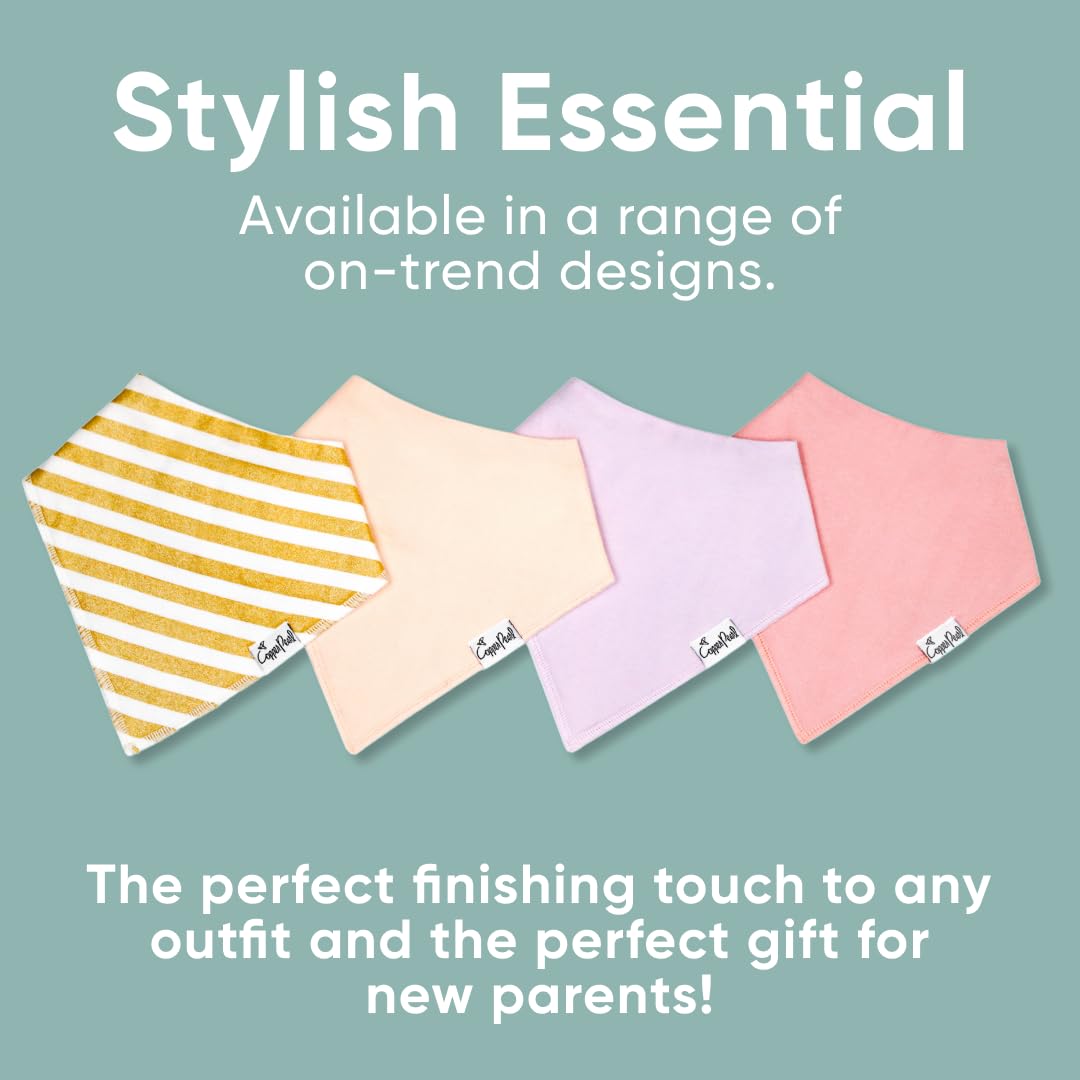 Copper Pearl bib gift packaging communicates a stylish baby shower option