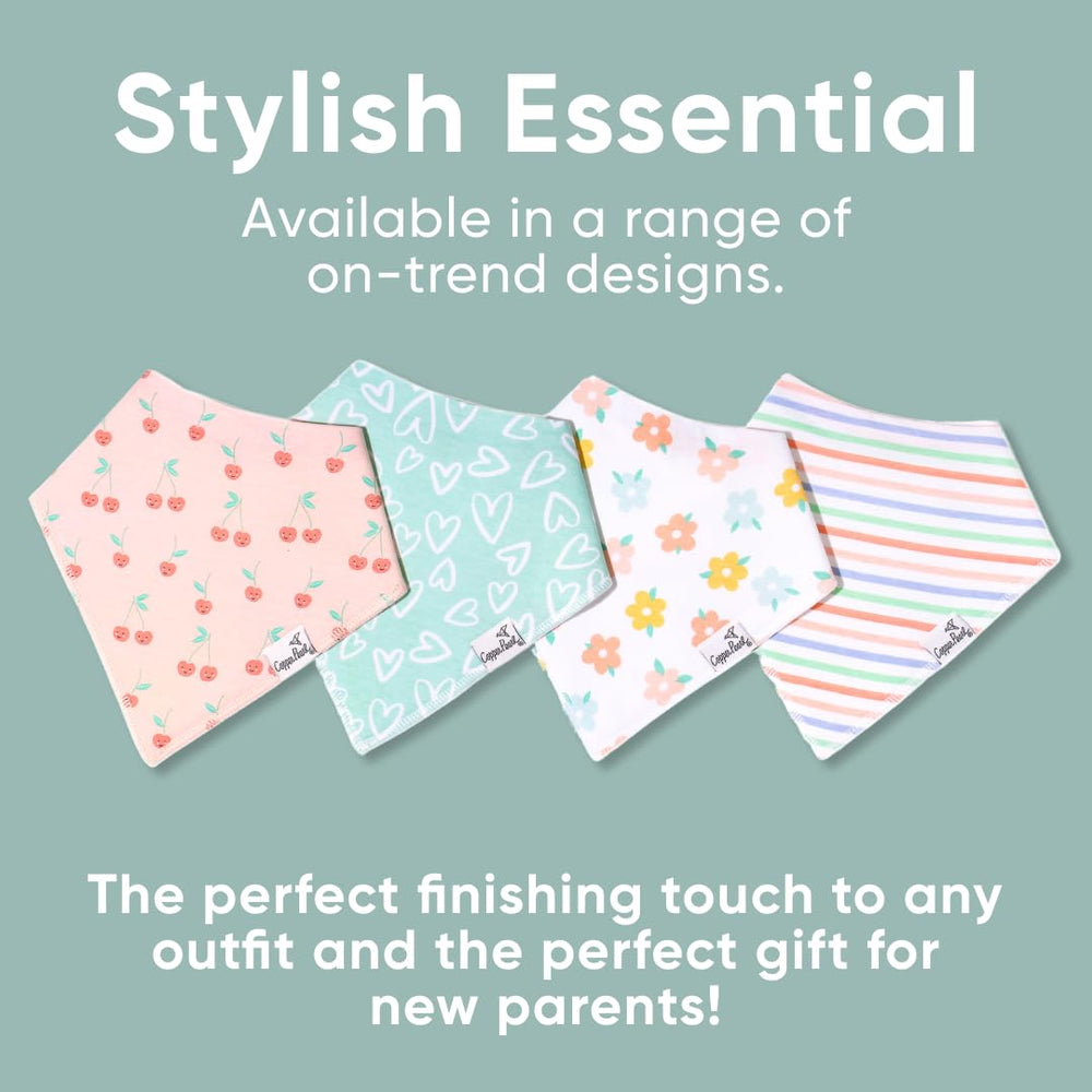Copper Pearl machine-washable bib ready for quick cleanup after playtime and meals.