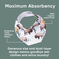 Copper Pearl Bison Bibs absorbent lining helps manage teething drool.