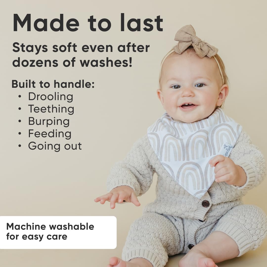 Copper Pearl Bliss bib fabric texture highlights ultra-soft cotton feel.
