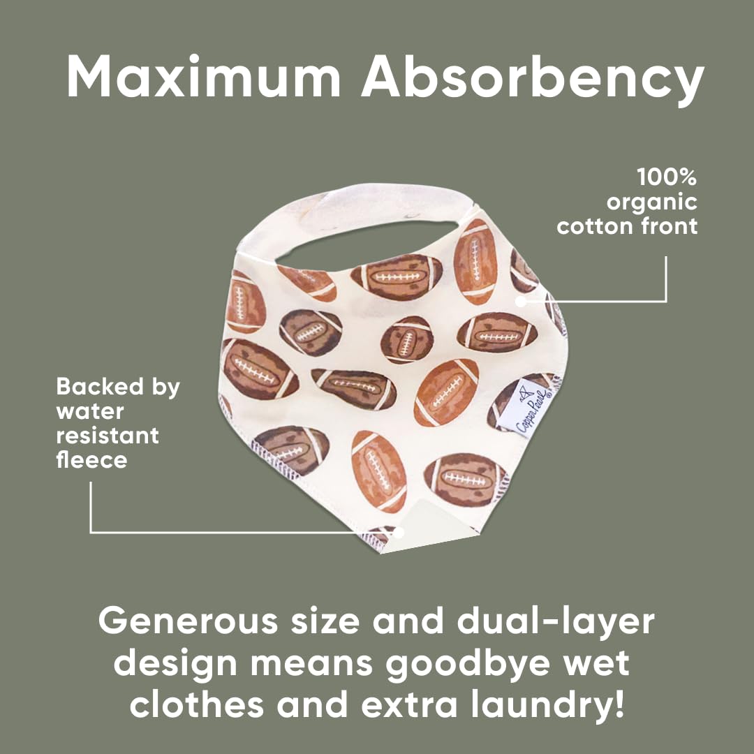 Copper Pearl Blitz bib absorption front layer demonstrates heavy drool handling and quick drying.