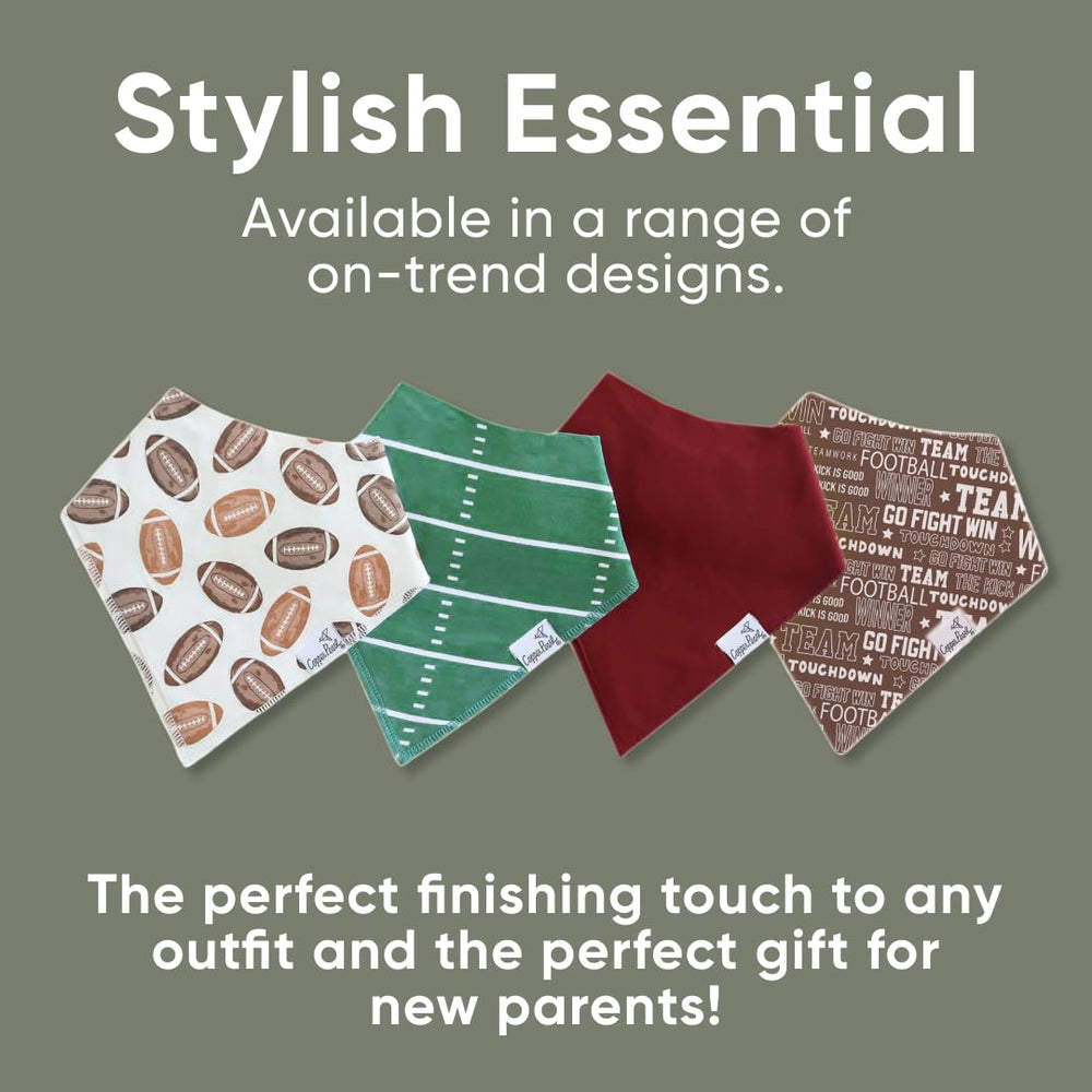 Copper Pearl Blitz bib pack gift-ready packaging appeals as a baby shower gift.